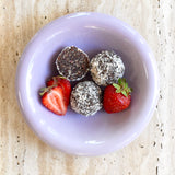 Cacao Bliss Balls with Freeze Dried Strawberries
