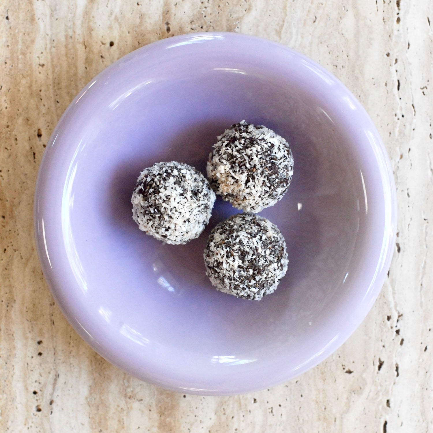 Cacao Bliss Balls with Freeze Dried Strawberries